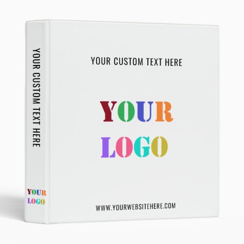 Custom Company Logo Text Business 3 Ring Binder