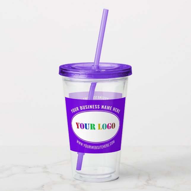 Custom Company Logo Text Business Acrylic Tumbler (Back)