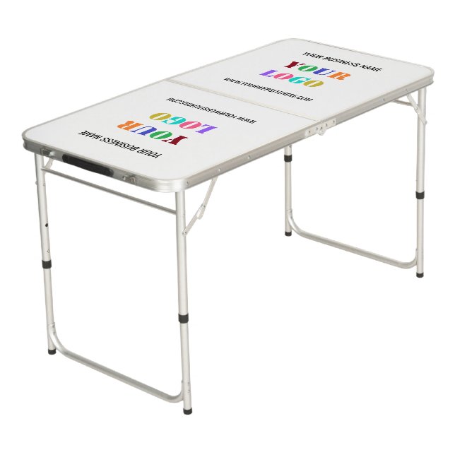 Custom Company Logo Text Business Beer Pong Table (Angled)