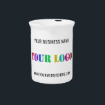 Custom Company Logo Text Business Beverage Pitcher<br><div class="desc">Pitchers with Custom Your Company Logo and Text Promotional Business Personalized Pitcher / Gift - Add Your Logo / Image and Text / Information - Resize and move elements with Customization tool. Choose font / size / color ! Good Luck - Be Happy :)</div>