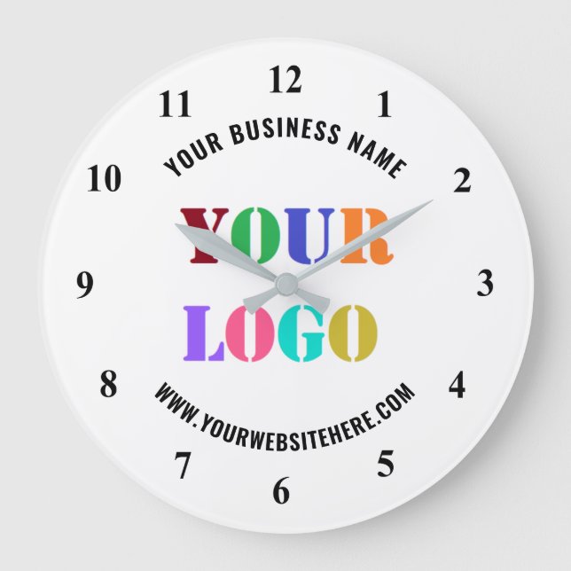 Custom Company Logo Text Business Clock Example (Front)