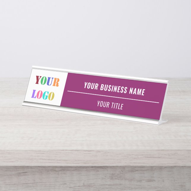 Custom Company Logo Text Business Desk Name Plate (Front)