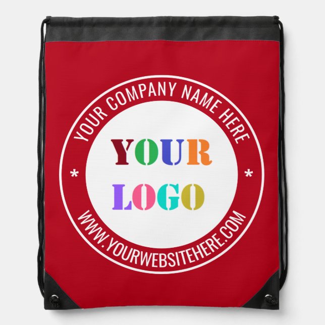 Custom Company Logo Text Business Drawstring Bag (Front)