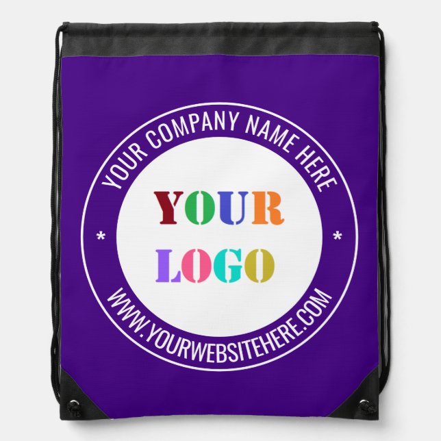 Custom Company Logo Text Business Drawstring Bag (Front)