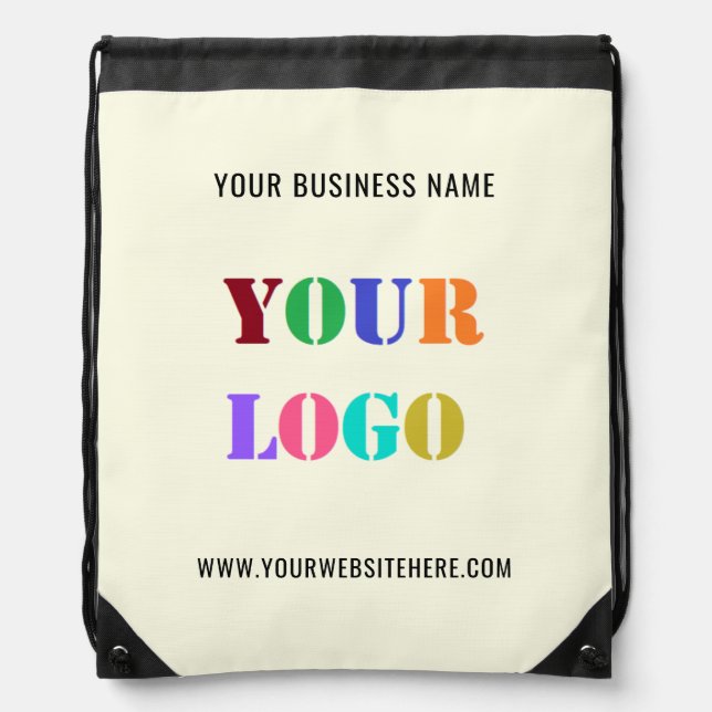 Custom Company Logo Text Business Drawstring Bag (Front)