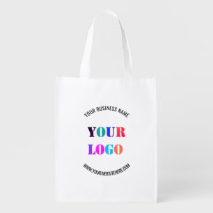 Custom Company Logo Text Business Grocery Bag