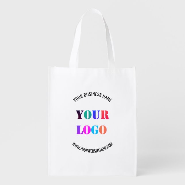 Custom Company Logo Text Business Grocery Bag (Front)
