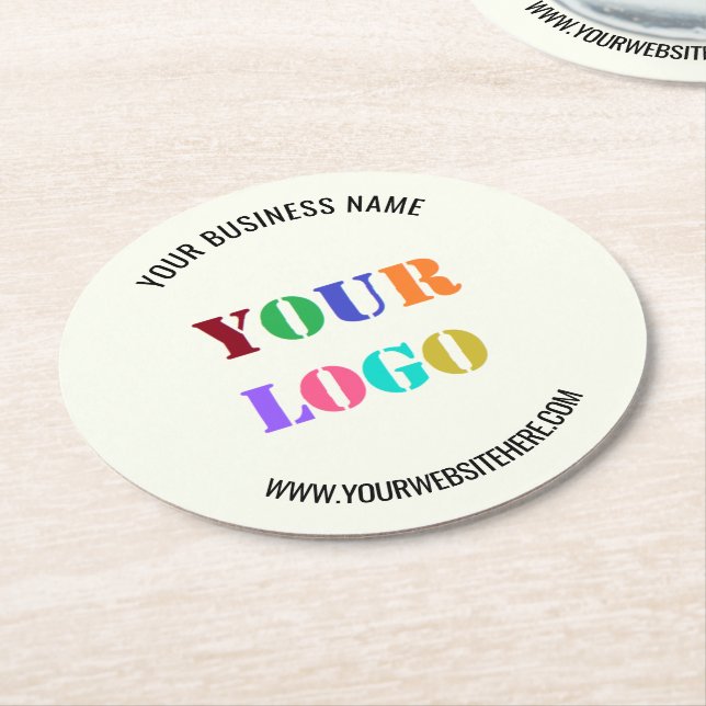 Custom Company Logo Text Business Paper Coasters (Angled)