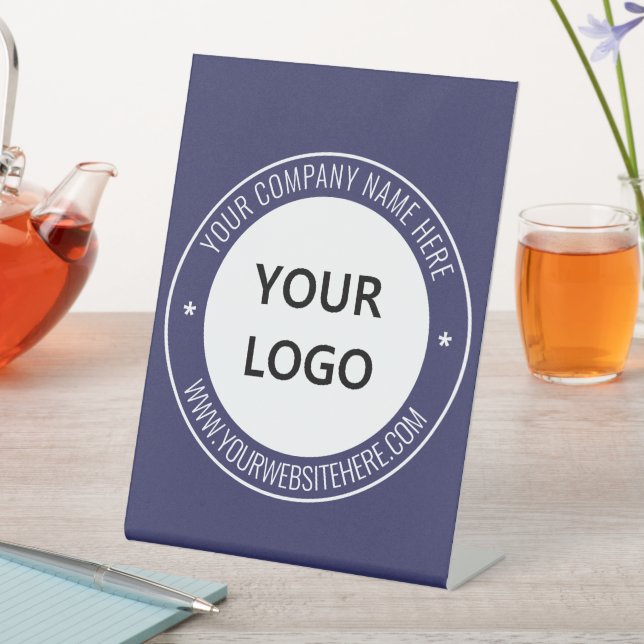 Custom Company Logo Text Business Pedestal Sign (In SItu)