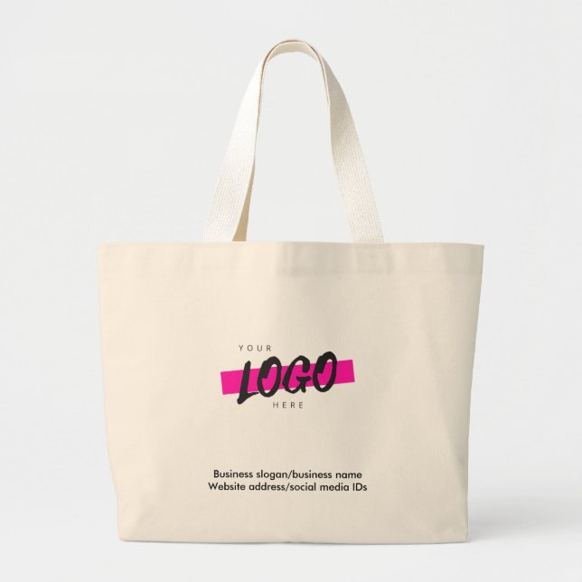 Custom Company Logo text Business Promotional  Large Tote Bag (Front)
