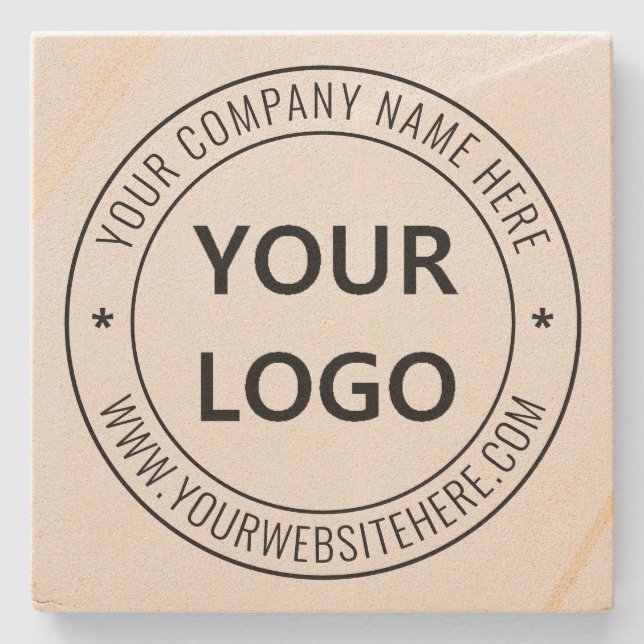Custom Company Logo Text Business Stone Coaster (Front)