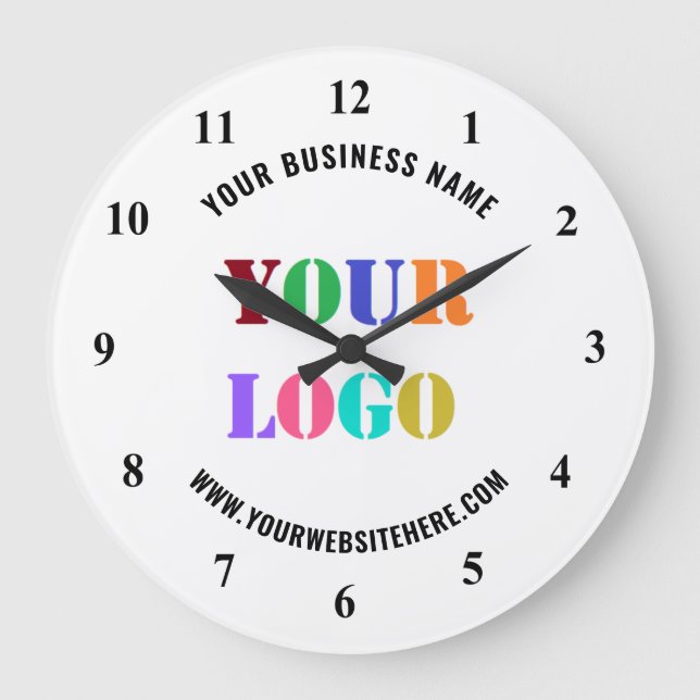 Custom Company Logo Text Business Wall Clock Gift (Front)