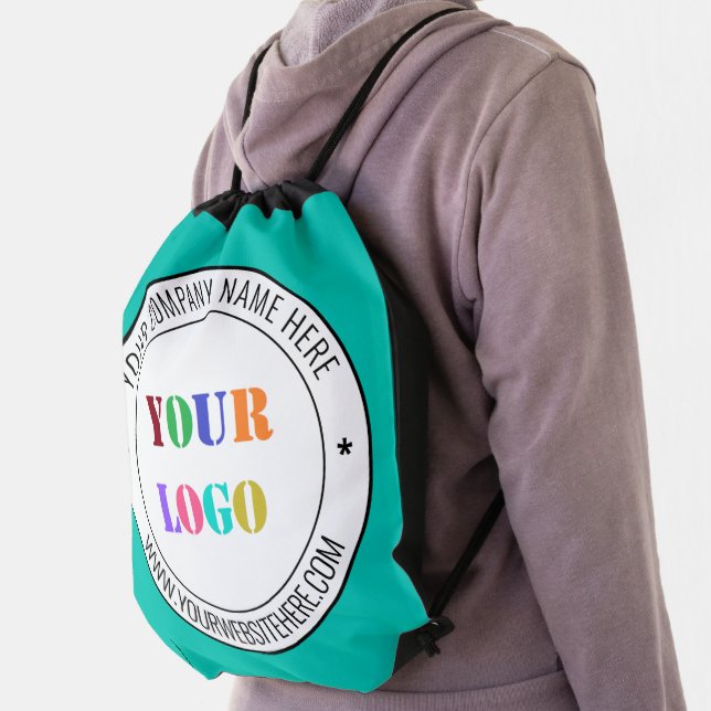 Custom Company Logo Text Drawstring Bag Template (Insitu)