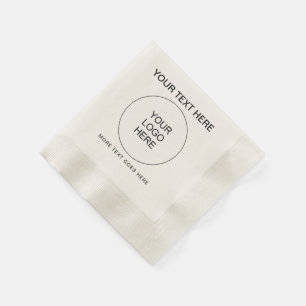 Custom Company Logo Text Ecru Coined Cocktail Napkins