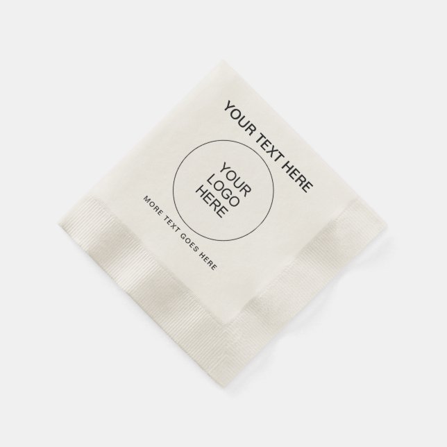 Custom Company Logo Text  Ecru Coined Cocktail Napkins (Corner)