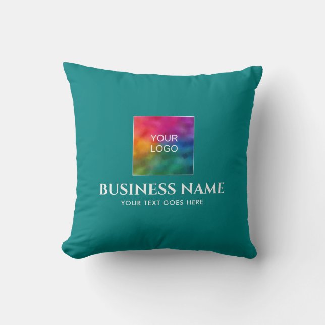 Custom Company Logo Text Elegant Template Square Throw Pillow (Front)