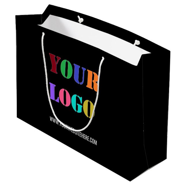 Custom Company Logo Text Gift Bag - Choose Colors (Back Angled)
