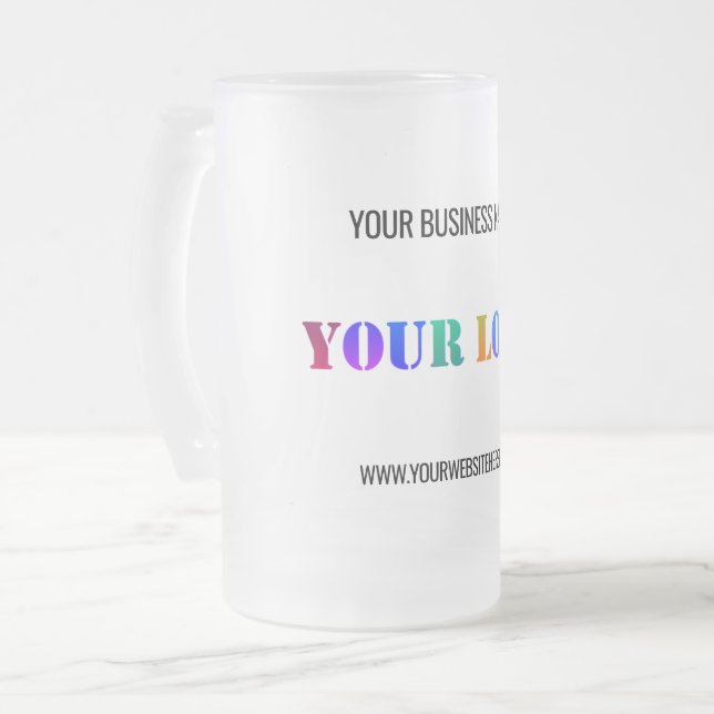 Custom Company Logo Text Glass Beer Mug Template (Front Left)