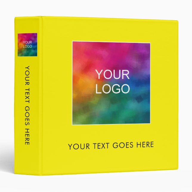 Custom Company Logo Text Here Elegant Template 3 Ring Binder (Front/Spine)