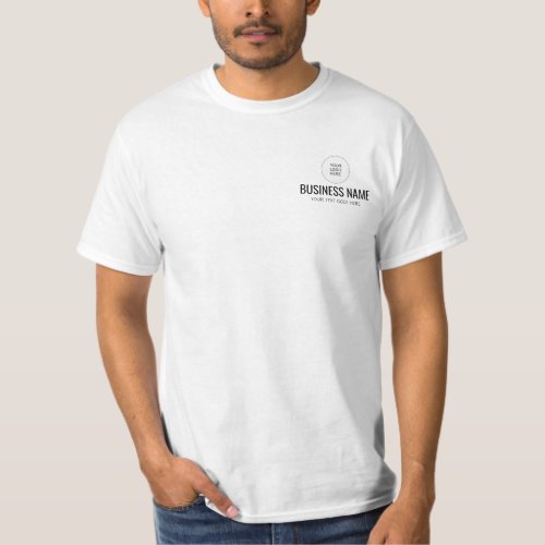 Custom Company Logo Text Here Employee Mens Modern T_Shirt