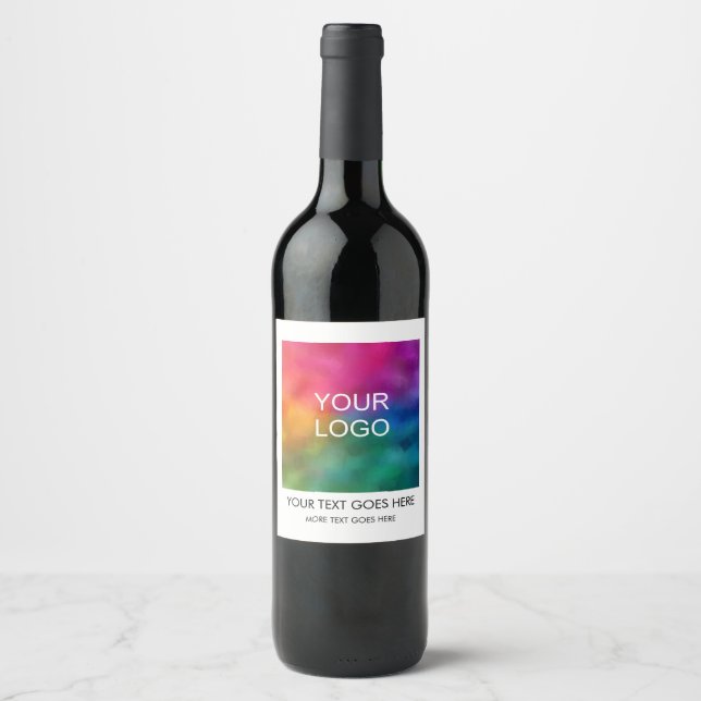 Custom Company Logo Text Here Template Modern Wine Label (Front)