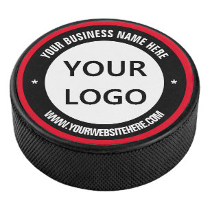 Custom Company Logo Text Hockey Puck - Your Colors