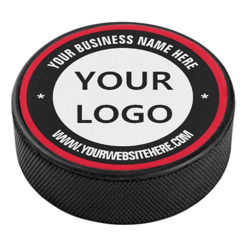 Custom Company Logo Text Hockey Puck _ Your Colors