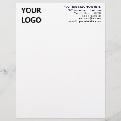 Custom Company Logo Text Info Business Letterhead