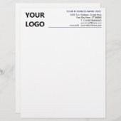 Custom Company Logo Text Info Business Letterhead (Front/Back)