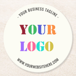 Custom Company Logo Text Paper Coasters Example