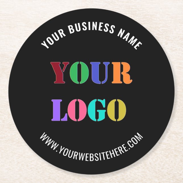 Custom Company Logo Text Paper Coasters Your Color (Front)