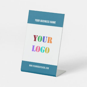 Custom Company Logo Text Pedestal Sign Template