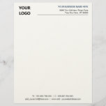 Custom Company Logo Text Personalized Letterhead<br><div class="desc">Custom Font and Colors Your Simple Personalized Business Office Letterhead with Logo - Add Your Logo - Image / Business Name - Company / Address / Contact Information - Website / E-mail / Phone / more - Resize and move or remove and add elements / image with Customization tool. Choose...</div>