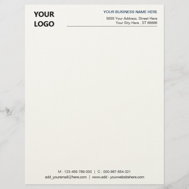 Custom Company Logo Text Personalized Letterhead (Front)