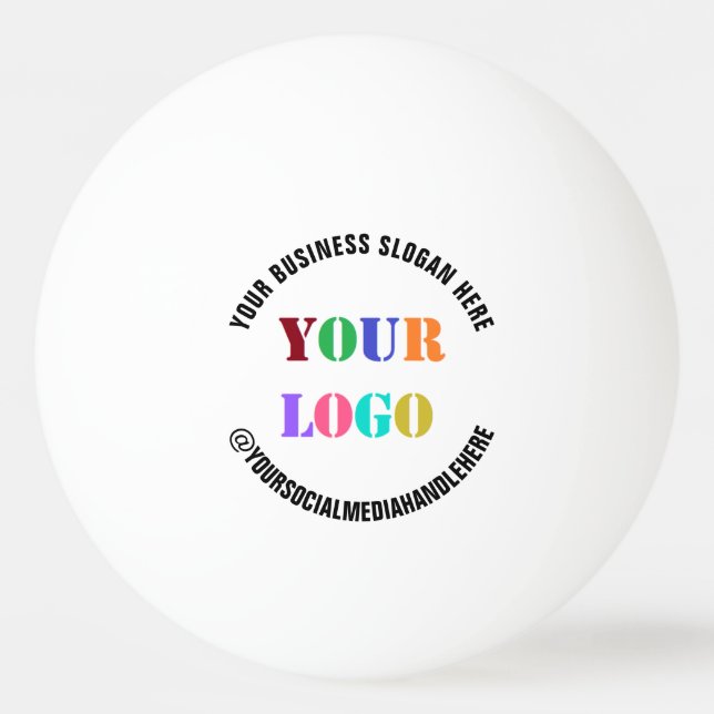 Custom Company Logo Text Ping Pong Ball Example (Front)
