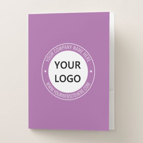 Custom Company Logo Text Pocket Folder Your Colors