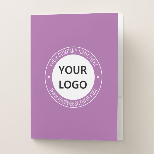 Custom Company Logo Text Pocket Folder Your Colors (Front)