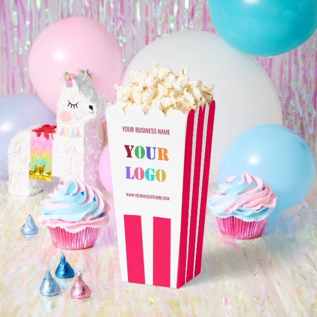 Custom Company Logo Text Popcorn Boxes Template (Party)