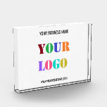 Custom Company Logo Text Promotional Acrylic Award<br><div class="desc">Custom Colors and Fonts - Personalized Acrylic Awards with Your Company Logo Name Website or Custom Text Promotional Business Office Desk Accessories Gift - Add Your Logo - Image - Photo or QR Code / Name - Company / Website or E-mail or Phone - Contact Information / Address / More...</div>