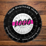 Custom Company Logo Text Promotional B&W  Dart Board<br><div class="desc">Perfect promotional product for your corporate events,  giveaways to advertise your brand!
The design has a logo and custom texts such as website ,  tagline ,  social media 
The product  has a black and white theme.
Personalize for your needs fully and message me for any help.</div>