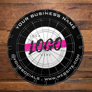 Custom Company Logo Text Promotional B&W  Dart Board