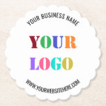 Custom Company Logo Text Promotional Paper Coaster<br><div class="desc">Custom Colors and Fonts - Create Design Your Own Design Personalized Paper Coasters example with Company Logo and Name Website Branded Promotional Business or Modern Personal Party Beverage Coasters template / Supplies / Corporate Gifts Branding Marketing Products - Add Your Logo - Image - Photo or QR Code / and...</div>
