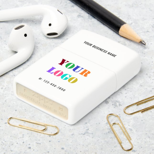 Custom Company Logo Text Promotional Zippo Lighter (On Table 2)