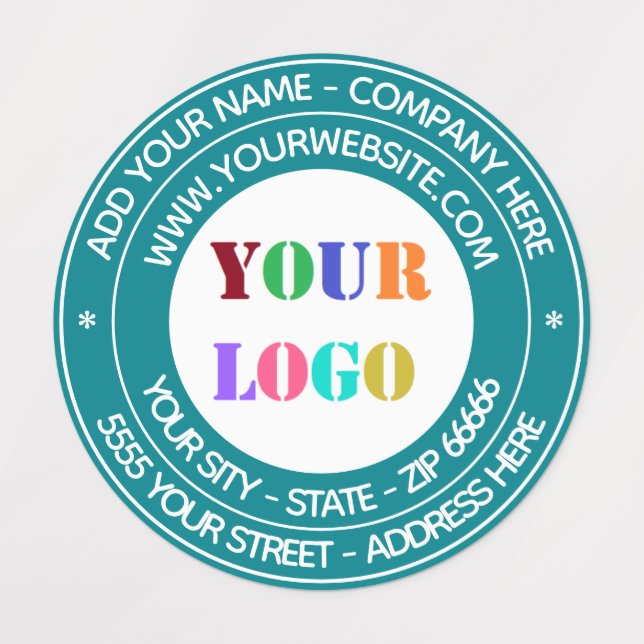 Custom Company Logo Text Round Labels Your Colors (Design 3)