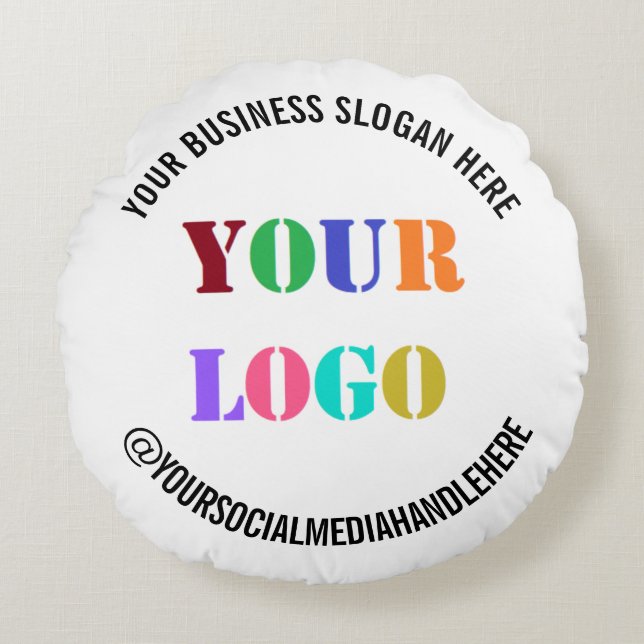 Custom Company Logo Text Round Pillow Template (Front)