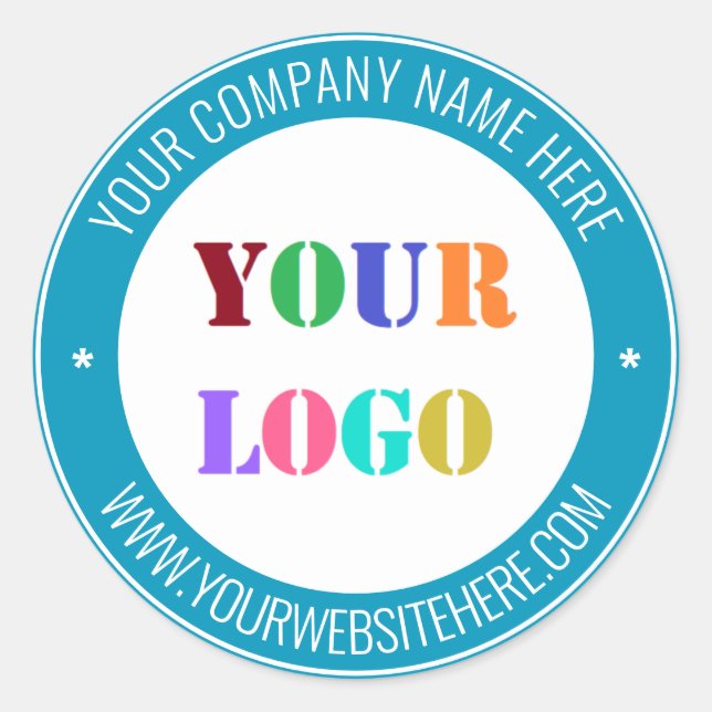 Custom Company Logo Text Round Sticker Your Colors (Front)