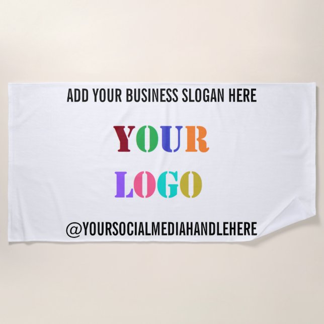 Custom Company Logo Text Social Media Beach Towel (Front)
