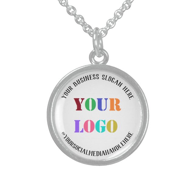 Custom Company Logo Text Social Media Necklace (Front)