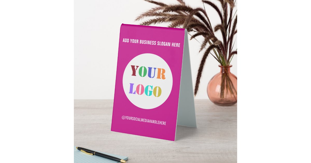 Tabletop Info Sign Example Custom Company Logo Text Tabletop Signs Example | Zazzle