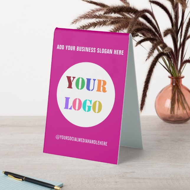 Custom Company Logo Text Tabletop Signs Example (In SItu (Table))